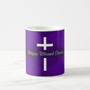Mug Joyeuse Croix Blanche de Pâques Chrétien pourpre