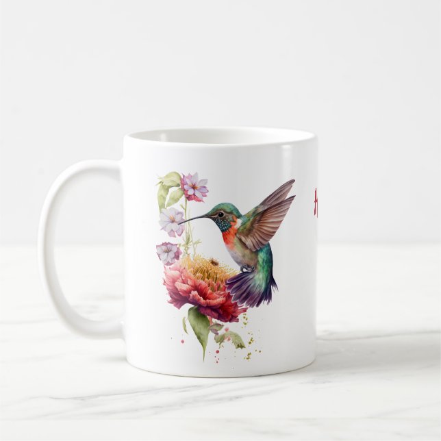 Mug Joyeuse Fête des Mères Aquarelle Fleurs et texte r (Gauche)