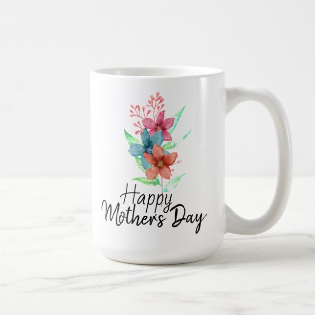 Mug Joyeuse Fête des Mères Aquarelle Florale (Droite)