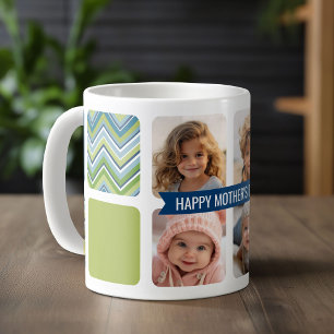 Mug Joyeuse fête des mères Custom 4 Photo Collage Chev