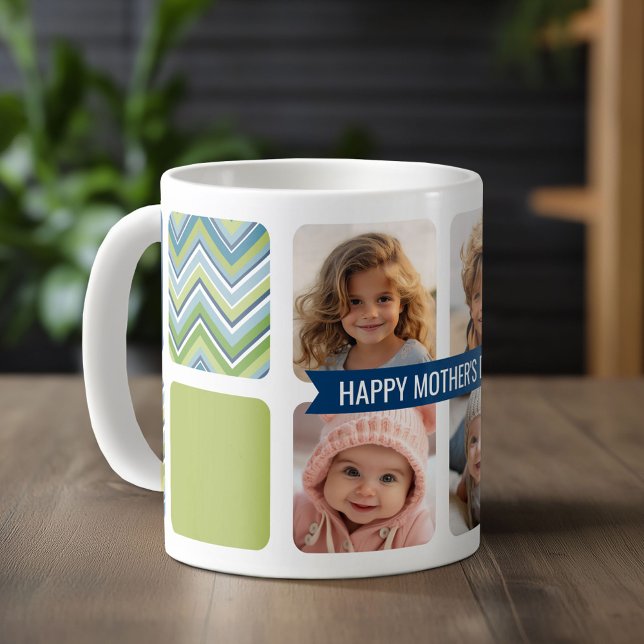 Mug Joyeuse fête des mères Custom 4 Photo Collage Chev (Custom Photo Mug)