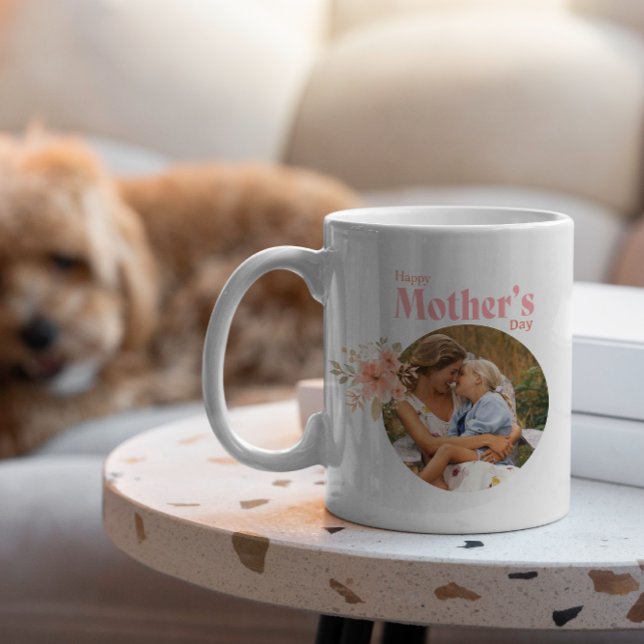 Mug Joyeuse Fête des mères Floral Photo et texte perso (Créateur téléchargé)