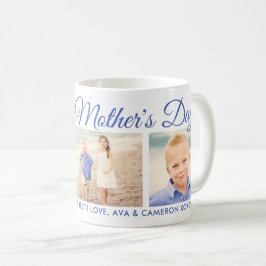 Mug Joyeuse fête des mères Maman Bleu Script Photo Col