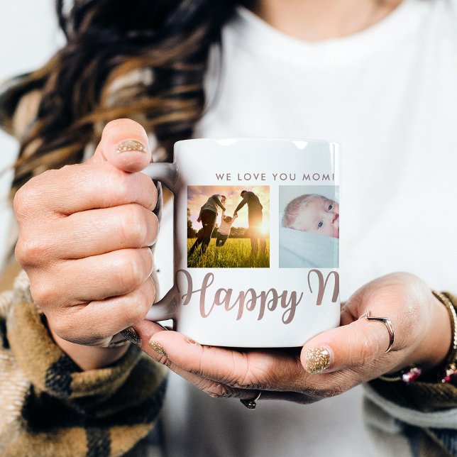 Mug Joyeuse fête des mères Maman Faux Rose Gold Photo  (Créateur téléchargé)