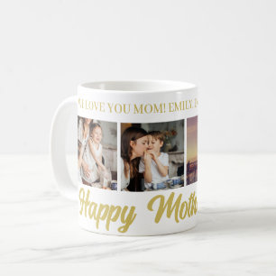 Mug Joyeuse fête des mères Maman Gold Photo Grid Café 
