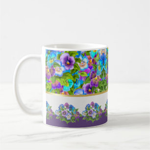 Mug Joyeuse fête des mères Pansy Violet Fleurs Aquarel