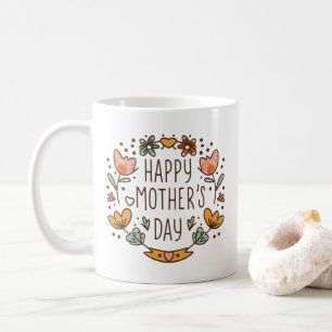 Mug Joyeuse Fête des mères Typographie moderne Courbe