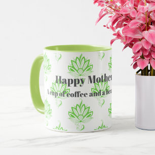 Mug Joyeuse Fête des Mères Vert Vintage motif floral