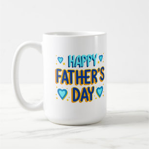 Mug Joyeuse Fête des Pères Typographie Cœur Bleu & Or