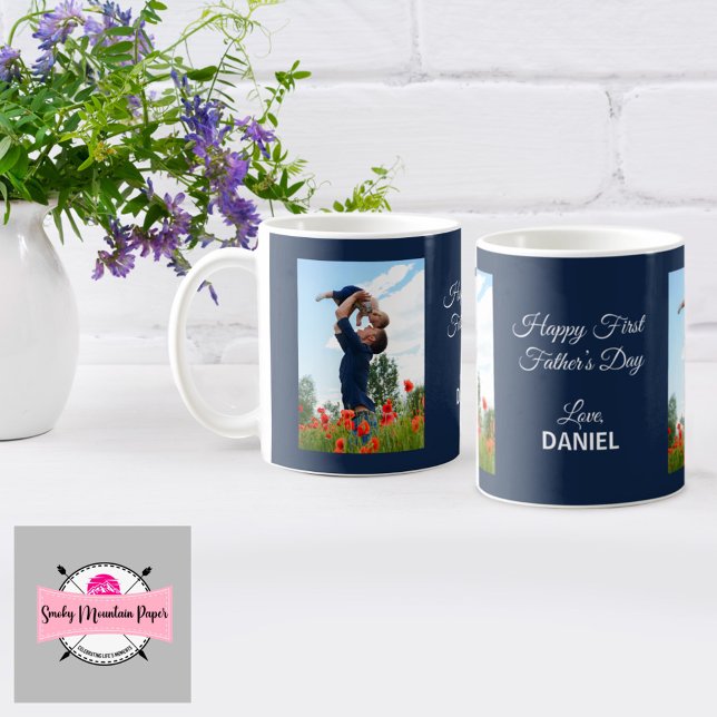 Mug Joyeuse fête des premiers pères Photo personnalisé (Créateur téléchargé)