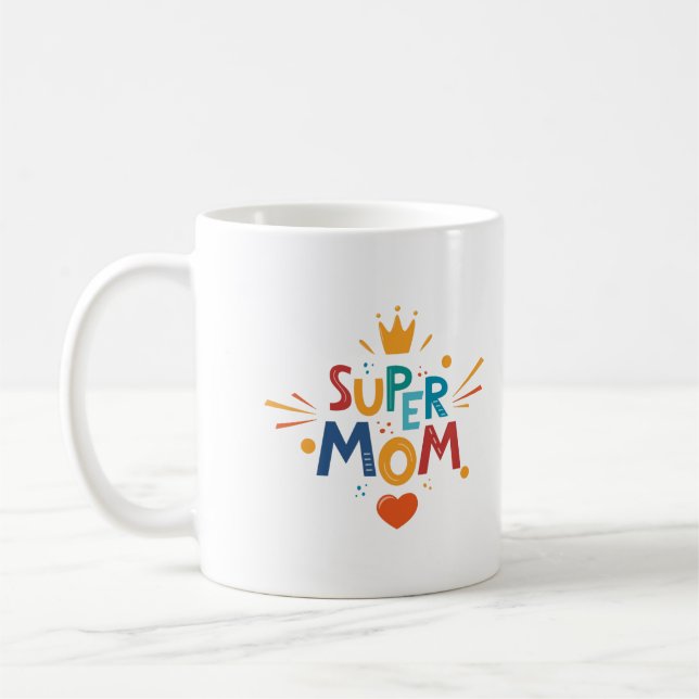 Mug Joyeuse Journée des mères avec amour pour Super Ma (Gauche)