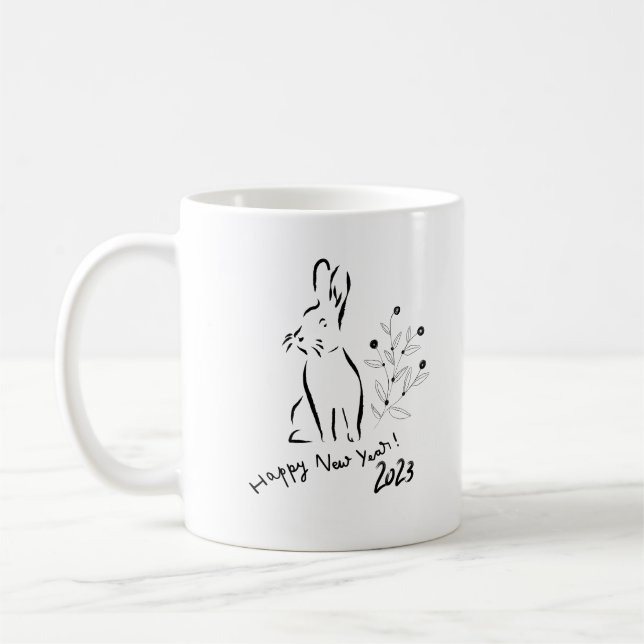 Mug Joyeuse nouvelle année du lapin moderne (Gauche)