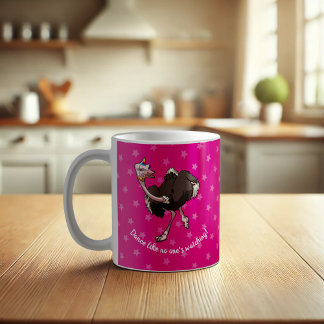 Mug Joyeuse Ostrich Danser en caricature Casquette de 
