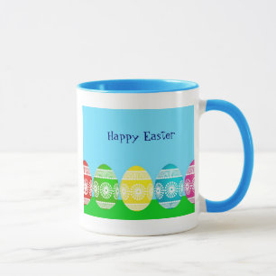 Mug Joyeuse poudreuse de Pâques bleu conception d'oeuf