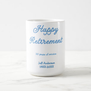 Mug Joyeuse retraite bleue années de service nom paste