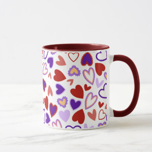 Mug Joyeuse Saint Valentin cœurs rouges roses bleus ro