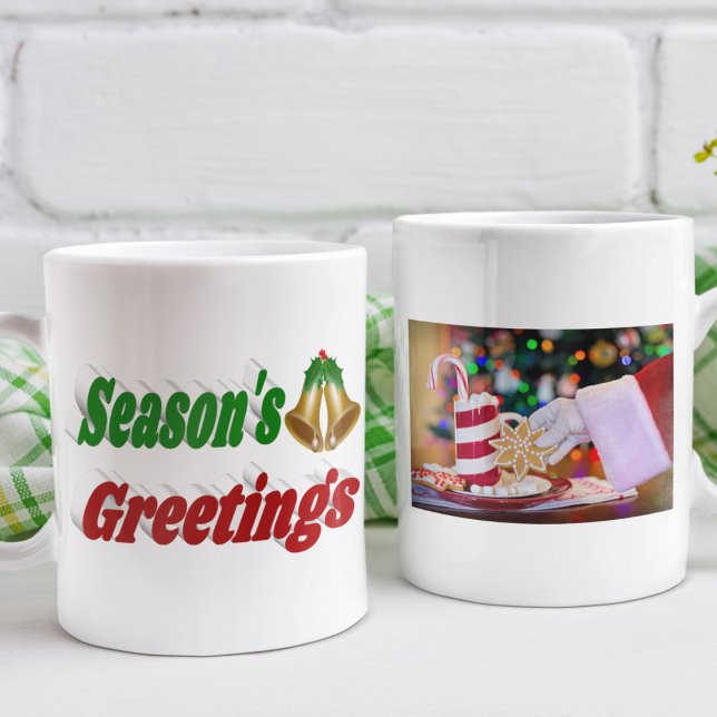 Mug Joyeuses Fêtes Bells Typographie photo de Noël (Créateur téléchargé)