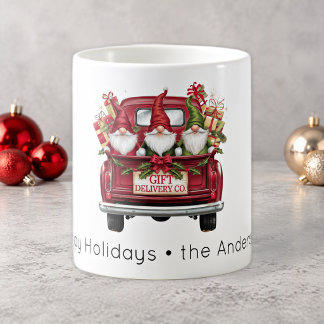 Mug Joyeuses Fêtes Camion de Livraison Rouge Adorables