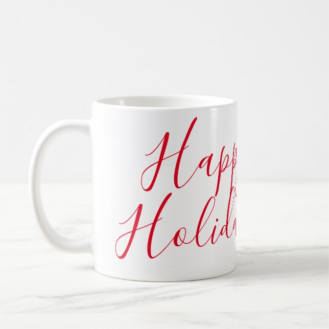 Mug Joyeuses fêtes Noël calligraphie rouge simple mi (Gauche)