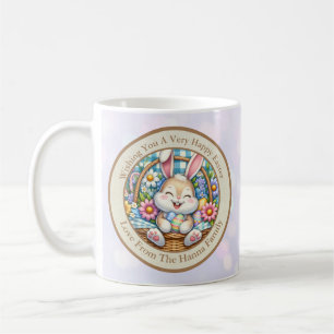 Mug Joyeuses Pâques avec un lapin mignon, des œufs et 