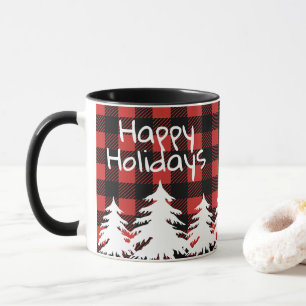 Mug Joyeuses vacances Buffalo rustique Plaid & Arbres 