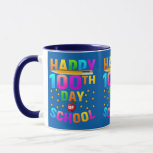 Mug Joyeux 100e jour d'école pour enseignants et étudi