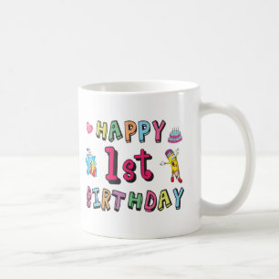 Mug Joyeux 1er anniversaire pour enfants de 1 an B jou