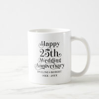 Joyeux 25e Anniversaire de Mariage Typographie Or