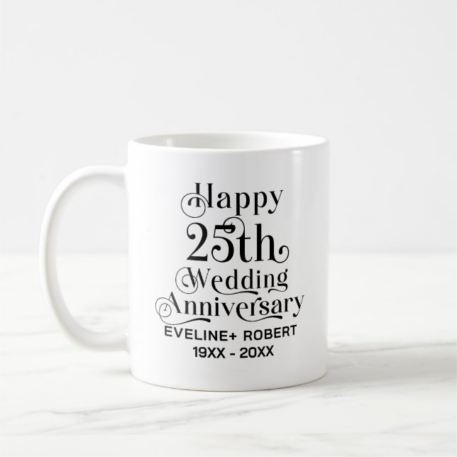 Mug Joyeux 25ème anniversaire de Mariage Typographie n (Gauche)
