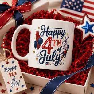 Mug Joyeux 4 juillet Fusée Patriotique & Étoiles