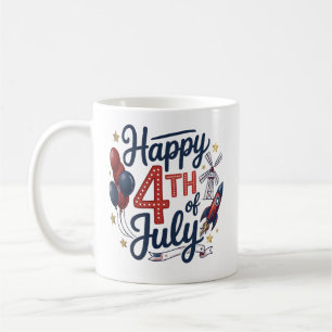 Mug Joyeux 4 juillet Fusée Patriotique & Étoiles