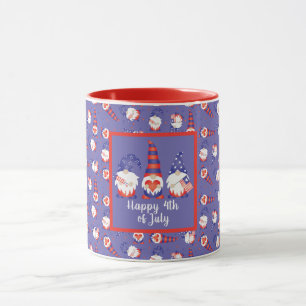 Mug Joyeux 4 juillet Gnomes Rouge Blanc Bleu
