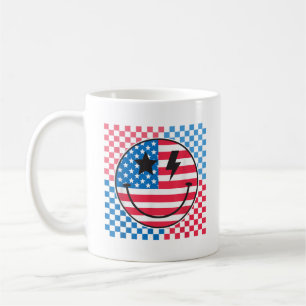Mug Joyeux 4 juillet Super Sourire Face Rouge Blanc Bl