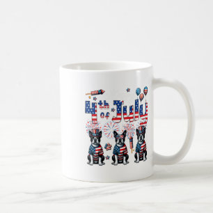 Mug Joyeux 4 juillet trois mignons Boston Terriers Sun