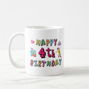 Mug Joyeux 4e anniversaire. 4 ans b-jour.