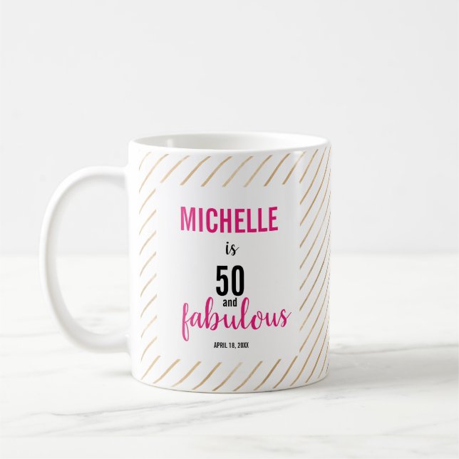 Mug Joyeux 50e anniversaire 50 & fabuleux Typographie  (Gauche)
