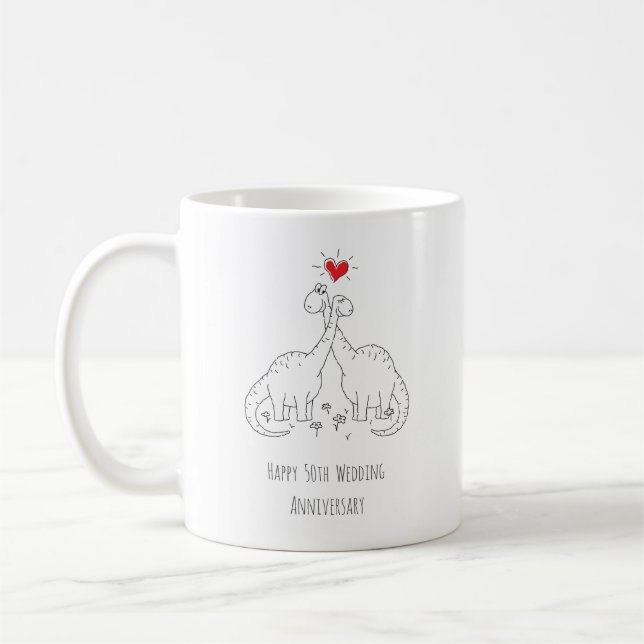 Mug Joyeux 50e anniversaire de Mariage couple Dinosaur (Gauche)