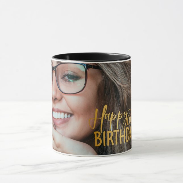 Mug Joyeux 60e anniversaire Script photo personnalisée (Centre)