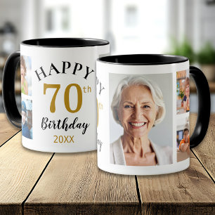 Mug Joyeux 70e Anniversaire Personnalisé 5 Photos Coll