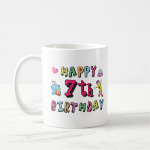 Mug Joyeux 7e anniversaire. 7 ans.