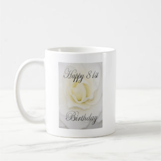 Mug Joyeux 81e anniversaire Fleur blanche