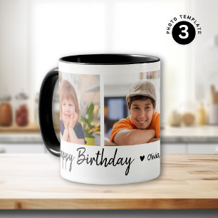 Mug Joyeux anniversaire 3 photo Collage noir et blanc