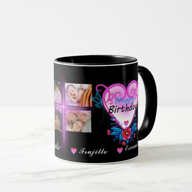 Mug Joyeux anniversaire 4 cadeau photo (Devant droit)