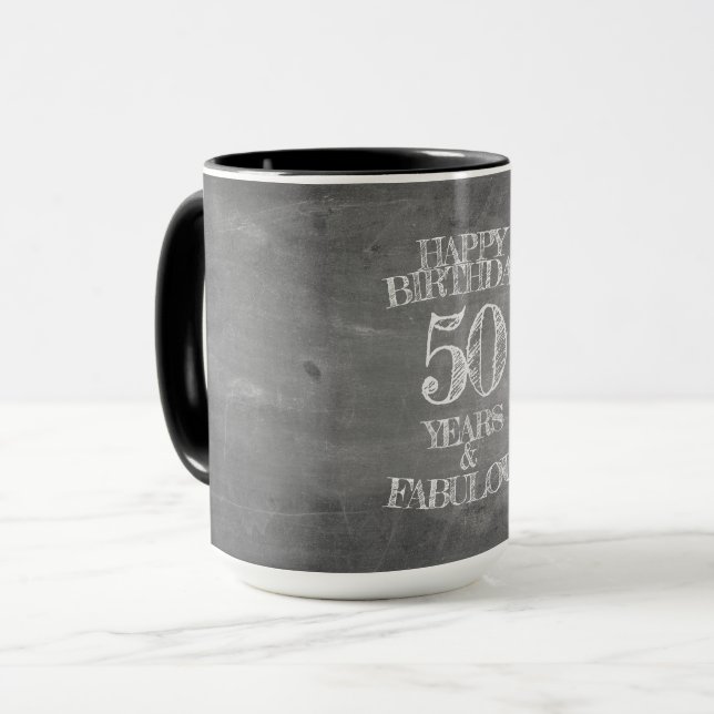 Mug Joyeux anniversaire - 50 ans et fabuleux (Devant gauche)