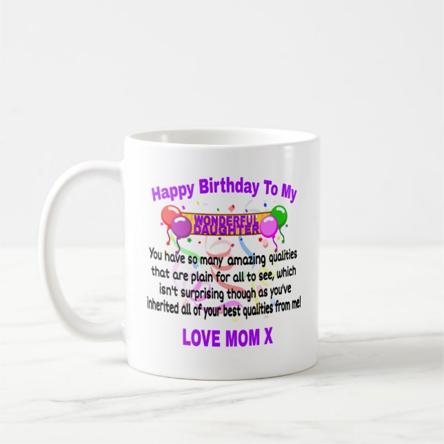 Mug Joyeux Anniversaire À Ma Merveilleuse Fille (Gauche)