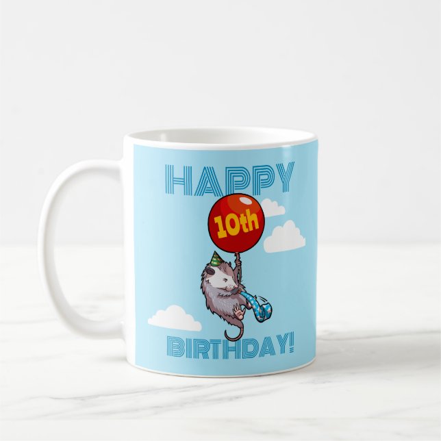Mug Joyeux anniversaire ! Ajouter L'Âge Opossum & Ball (Gauche)