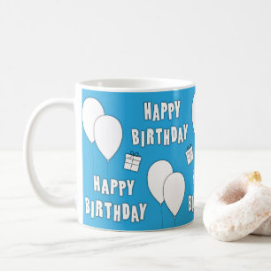 Mug Joyeux Anniversaire Avec Arrière - plan Bleu Ballo