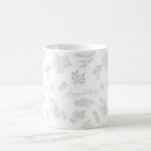 Mug Joyeux anniversaire avec arrière - plan floral - b