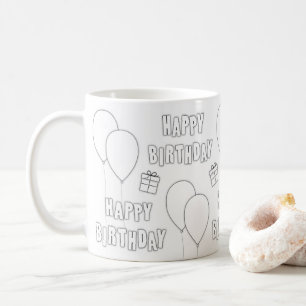 Mug Joyeux Anniversaire Avec Ballons Fond Blanc
