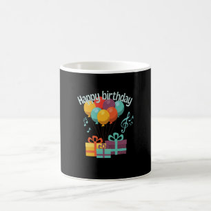 Mug Joyeux anniversaire avec ballons, notes de musique